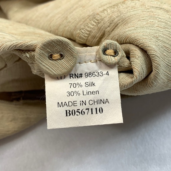 Kleen Beige Silk Linen Blend Button Down Shirt Jacket Blouse Sz XL Casual Career - Picture 5 of 8